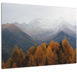 Tablou pe sticlă - Crestele munților (70x50 cm)