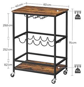 Raft Multifunctional cu roti Model Riggs, Maro/Negru, 60x40x82 cm