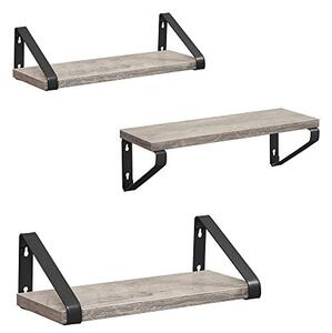 Set 3 etajere - rafturi de perete, Vasagle, Negru-Ivoar, 40x12x10 cm