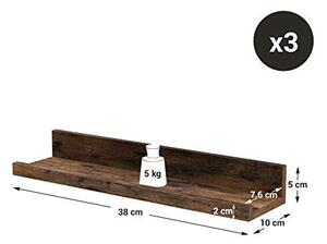 Set 3 Etajere Suspendate Model Loretta, Maro antichizat, 38x10x5 cm