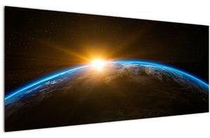 Tablou - Planeta Pământ și univers (120x50 cm)