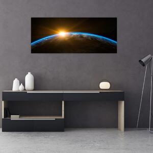 Tablou - Planeta Pământ și univers (120x50 cm)