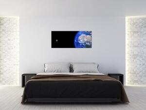Tablou - Luna și Pământul (120x50 cm)