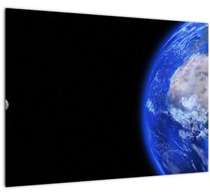 Tablou pe sticlă - Luna și Pământul (70x50 cm)