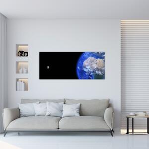 Tablou - Luna și Pământul (120x50 cm)