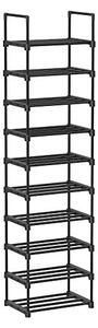 Raft pentru Pantofi cu 10 Polițe Model Jad, Negru, 30x45x174 cm