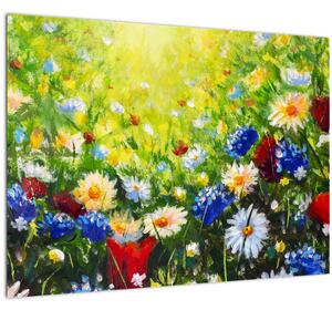 Tablou pe sticlă - Flori sălbatice (70x50 cm)