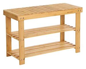 Banca cu suport pantofi Model Isabelle, Natural, 28.5x70x45 cm