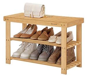 Banca cu suport pantofi Model Isabelle, Natural, 28.5x70x45 cm