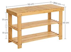 Banca cu suport pantofi Model Isabelle, Natural, 28.5x70x45 cm