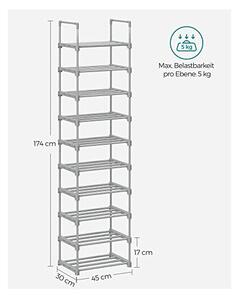 Raft pentru pantofi Model Fisher, Alb, 30x45x174 cm