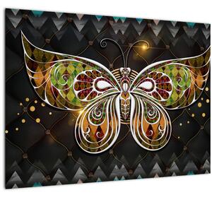 Tablou pe sticlă - Fluture magic (70x50 cm)