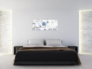 Tablou - Lebede albastre (120x50 cm)