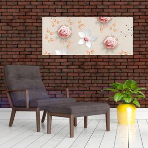 Tablou - Flori de trandafiri (120x50 cm)
