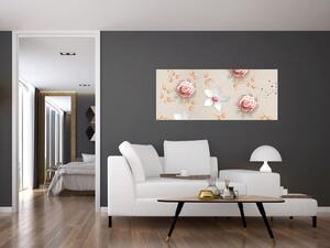 Tablou - Flori de trandafiri (120x50 cm)