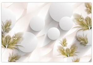 Tablou - 3D cercuri cu flori (90x60 cm)