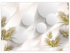 Tablou - 3D cercuri cu flori (70x50 cm)