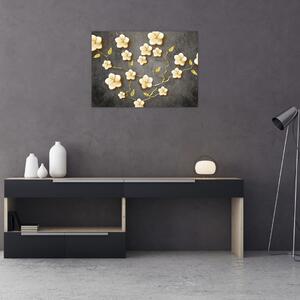 Tablou - Arbust auriu pe fundal negru (70x50 cm)