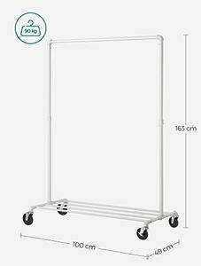 Cuier stender, Songmics, Alb-Negru, 163×100×49 cm