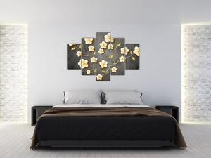 Tablou - Arbust auriu pe fundal negru (150x105 cm)