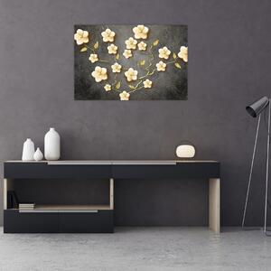 Tablou - Arbust auriu pe fundal negru (90x60 cm)