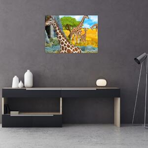 Tablou - Familia girafelor (70x50 cm)