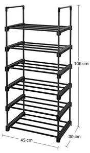 Raft pentru pantofi Model Leona, Negru, 45x30x106 cm