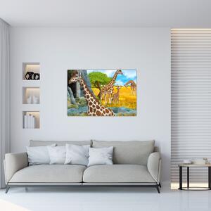 Tablou - Familia girafelor (90x60 cm)