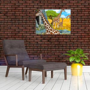Tablou - Familia girafelor (70x50 cm)