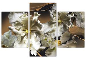 Tablou - Flori de orhidee pe fundal de marmură (90x60 cm)