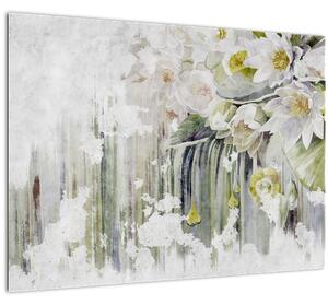 Tablou - Flori albe, vintage (70x50 cm)