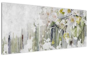 Tablou - Flori albe, vintage (120x50 cm)