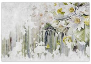 Tablou - Flori albe, vintage (90x60 cm)