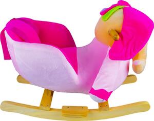 Balansoar pentru bebelusi, Elefant, lemn + plus, roz, 60x34x45 cm