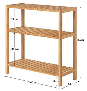 Raft pentru baie, cu 3 polite Model Itzel, Natural, 59x26x66 cm