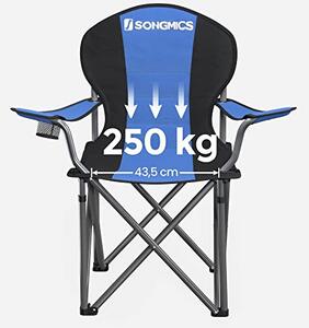 Scaun de camping, Songmics, Albastru-Gri, 92x57x104 cm