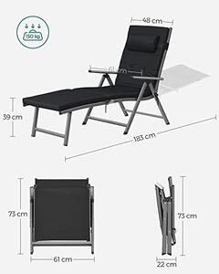 Sezlong, Songmics, Negru, 60x183x97 cm