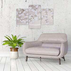 Tablou - Flori într-un peisaj gri (90x60 cm)