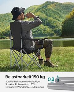 Set 2 scaune de camping, Songmics, Negru, 76x51.5x95.5 cm