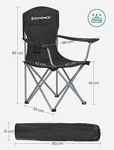 Set 2 scaune de camping, Songmics, Negru, 76x51.5x95.5 cm