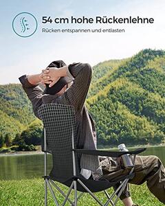 Set 2 scaune de camping, Songmics, Negru, 76x51.5x95.5 cm