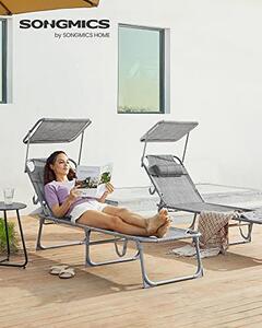Sezlong, Songmics, Gri, 53x193x29.5 cm