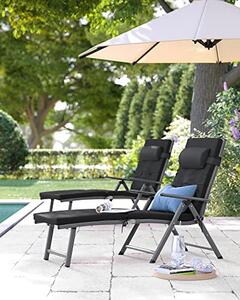 Sezlong, Songmics, Negru, 60x183x97 cm
