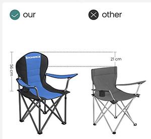 Scaun de camping, Songmics, Albastru-Gri, 92x57x104 cm
