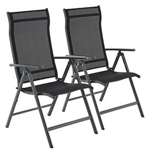 Sezlong, set 2 bucati, Songmics, Negru, 56x70x106 cm