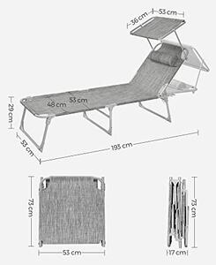 Sezlong, Songmics, Gri, 53x193x29.5 cm