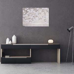 Tablou - Flori într-un peisaj gri (70x50 cm)