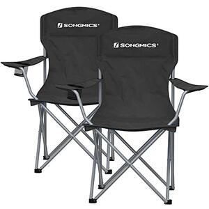 Set 2 scaune de camping, Songmics, Negru, 76x51.5x95.5 cm
