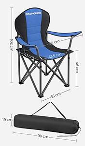 Scaun de camping, Songmics, Albastru-Gri, 92x57x104 cm
