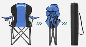 Scaun de camping, Songmics, Albastru-Gri, 92x57x104 cm